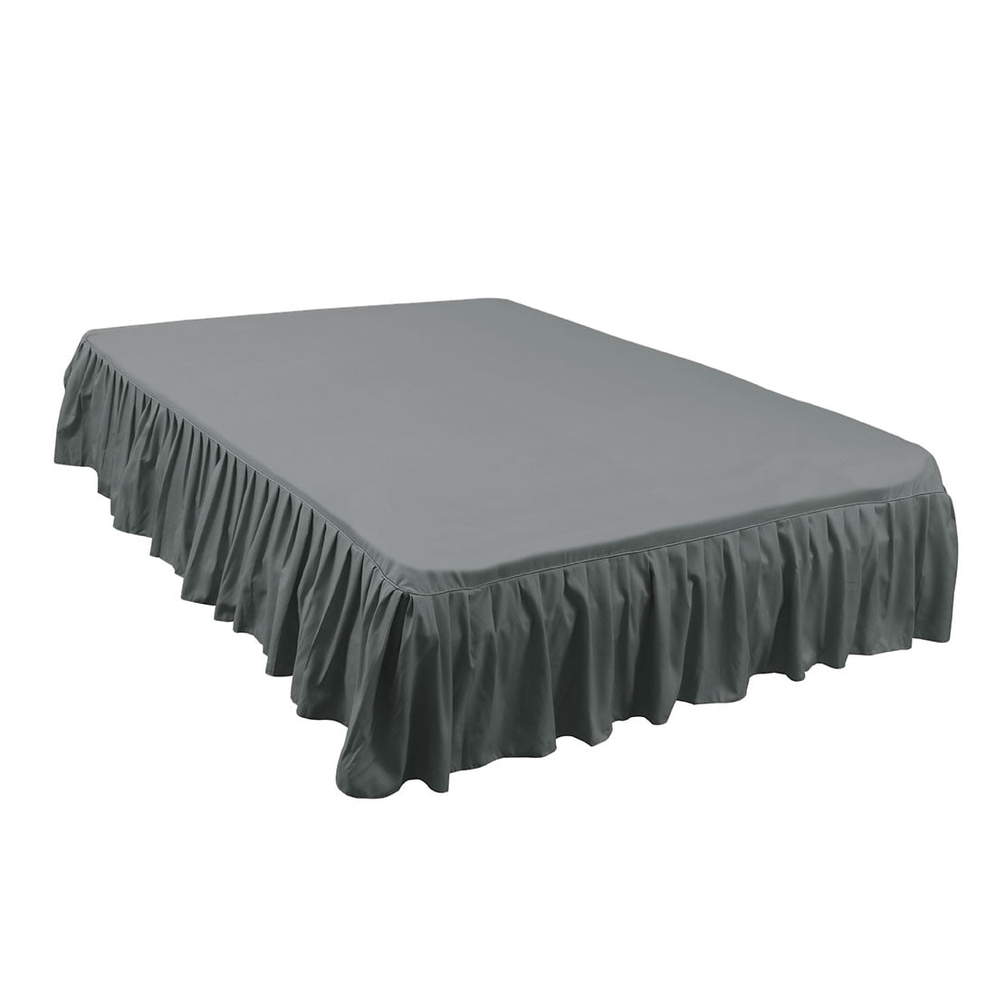 Unique Bargains Polyester Ruffled 14, Gray King Bed Skirt