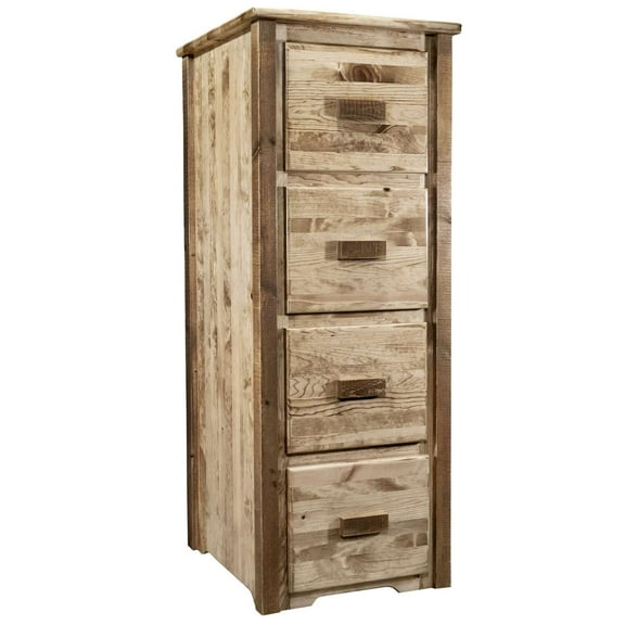 Homestead Collection 4 Drawer File Cabinet, Stain & Clear Lacquer Finish
