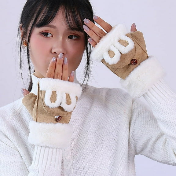 Dyfzdhu Thermal Gloves For Womens Warm Suede Gloves Elastic Cuff Winter Gloves Warm Lined Gloves
