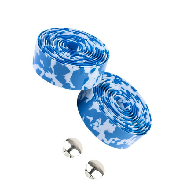 Soidarity 2 cintas para manillar de bicicleta de alta densidad con materiales sintéticos naturales de excelente absorción de impactos. Ciclismo blanco azul