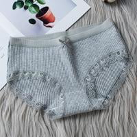 

Women Panties Girl Mid-waist Breathable Panty Sexy Lace Bowknot Briefs Underwear Gray M