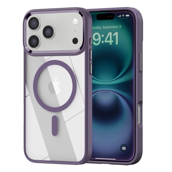Sparkling Magnetic Clear Case for iPhone 17 Pro Max - Purple