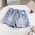 thumbnail image 2 of LRen Cute Shorts for Girls Jean Shorts Ripped Y2K Straight Leg Denim Shorts with Elastic Waistband Summer Comfy Clothes, 2 of 4
