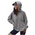 thumbnail image 5 of Women's Cowl Neck Hoodies, Casual Long Sleeve Loose Pullover Tops Drawstring Hooded Sweatshirt Gray XXL, 5 of 7