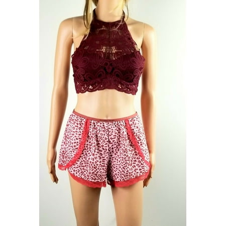 

Victoria s Secret Women s Leopard Pajama Bottom Sleep Shorts Red S $35 NWT