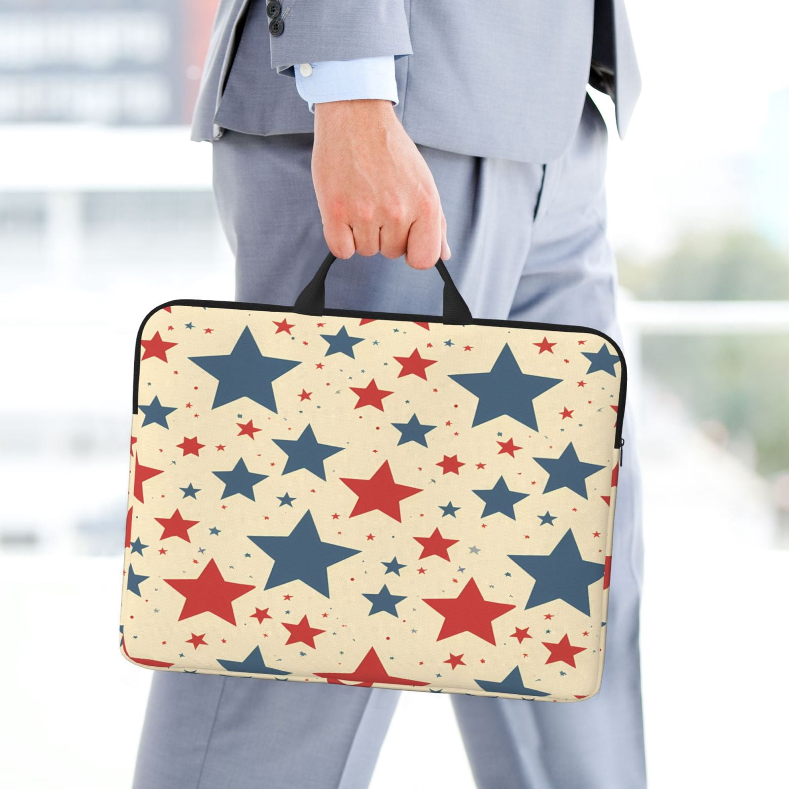 Laptop Sleeve Bag For Women Men 14inch Waterproof Durable Protective Computer Carrying Cover Handle Laptop Case Bag Independence Day Theme Elements Star (1)