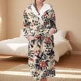 thumbnail image 2 of Women's Fleece Plush Robe Long Warm Plush Bathrobe Loungewear Jacket Printed Comfort Robe, 2 of 5