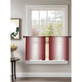 thumbnail image 2 of Sheer Curtains 45 Inch Length 2 Panels Set for Kitchen, Red White Ombre Semi Sheer Curtains for Windows, Farmhouse Chic Minimalist Gradient Art Voile Window Treatments Rod Pocket Curtain, 2 of 7