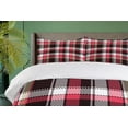 thumbnail image 4 of Ambesonne Checkered Duvet Cover Sets, Striped Old Fashioned, 2-King, Dark Coral White Brown, 4 of 7