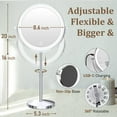 thumbnail image 2 of Makeup Mirror with Lights x/x mAh Rechargeable Magnifying Mirror with Light Rotate Bathroom Mirror with Lights Color LEDs Stepless Dimmable, 2 of 6