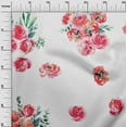thumbnail image 2 of oneOone Cotton Cambric Fabric Leaves & Peach Floral Watercolor Print Fabric by Yard 56 Inch Wide, 2 of 4