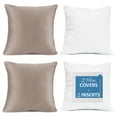 thumbnail image 1 of Nestl Plush 2 Pack Solid Decorative Microfiber Square Throw Pillow Cover with Throw Pillow Insert for Couch, Taupe, 20" x 20", 1 of 1