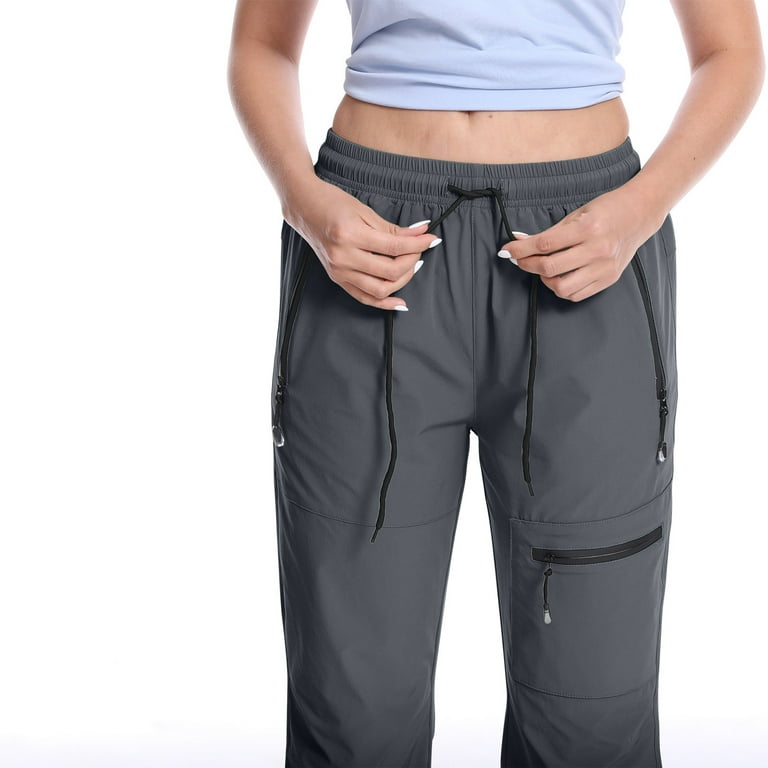 Sweatpants for Women Knee Length Capri Jogger Pants with Zipper Pockets  Drawstring Loose Casual Workout Sportwear (Medium, Dark Gray)