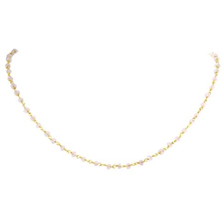 14k Gold Filled Rose Quartz Necklace Faceted Stones Chain Linked Goldtone Beaded Chain 18" Designed for Adult Women