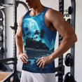 thumbnail image 5 of Cauagu Hawaiian Beach Pirate Moon Print Men's Sleeveless Muscle Shirts,Tank Tops Quick Dry Workout Tank Top Gym Muscle Tee Fitness Bodybuilding T Shirt for Men-Small, 5 of 7