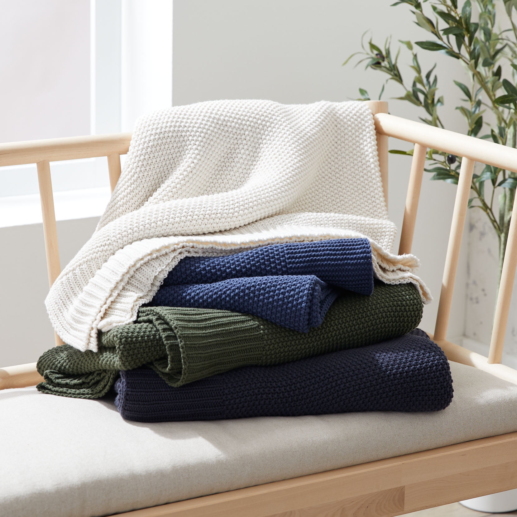 Charcoal knitted throw sale