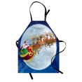 thumbnail image 1 of Santa Apron, Christmas Night Scenery Claus on His Sledge Flying to the Moon, Unisex Kitchen Bib with Adjustable Neck for Cooking Gardening, Adult Size, Multicolor, by Ambesonne, 1 of 4