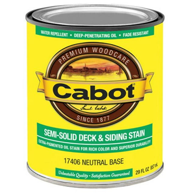 Cabot Samuel 17406-05 QT, Neutral Base, VOC, Semi-Solid Deck & Siding Stain