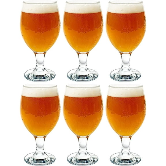 Vikko 13.5 oz Belgian Beer Glasses for Craft Brews Durable Water Goblets, Set of 6