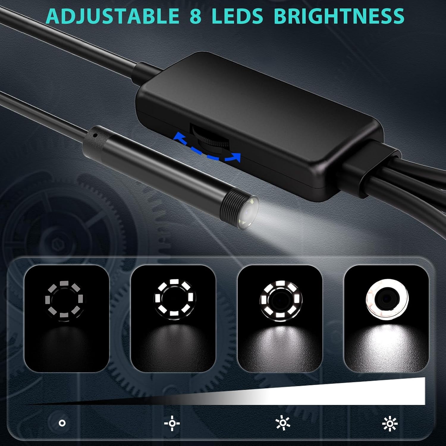 Endoscope Camera with Light, 1920P HD Borescope Inspection Camera, 16.4Ft Semi-Rigid Cord Scope Camera with 6 LED Lights, IP67 Waterproof Snake Camera for iPhone, Ipad, Android and Windows