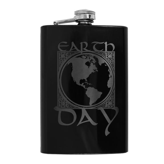 8oz BLACK Earth Day West Flask L1