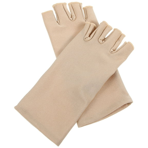 CIMAXIC 1Pair Breathable Beige Fingerless Gloves for Sun Protection High Elastic Uv Blocking Gloves