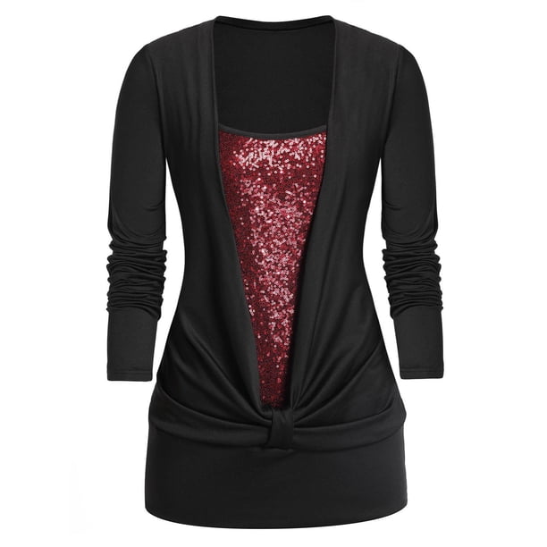 Más el tamaño de la plaza del brillo de la túnica de cuello camiseta Rosegal Tankinis