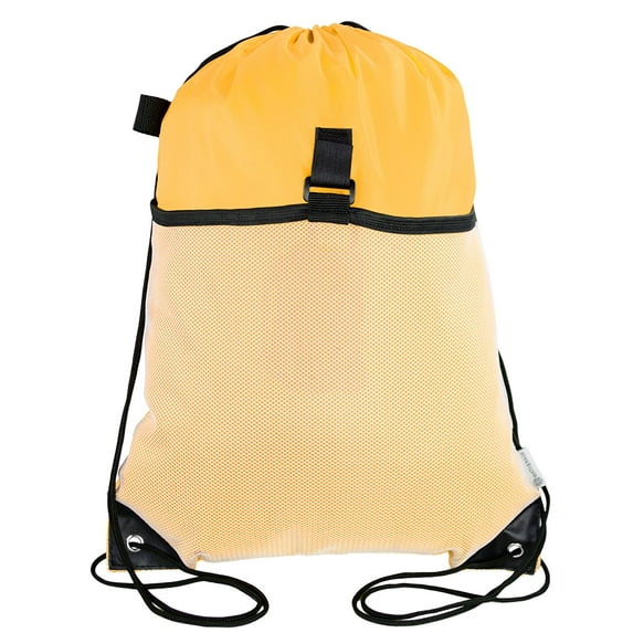 Mato & Hash Drawstring Cinch Bag Backpack With Mesh Pocket Polyester Tote Sack - 50PK Athletic Gold CA2600
