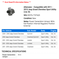 thumbnail image 2 of Alternator - Compatible with 2011 - 2015 Jeep Grand Cherokee Sport Utility 3.6L V6 2012 2013 2014, 2 of 2