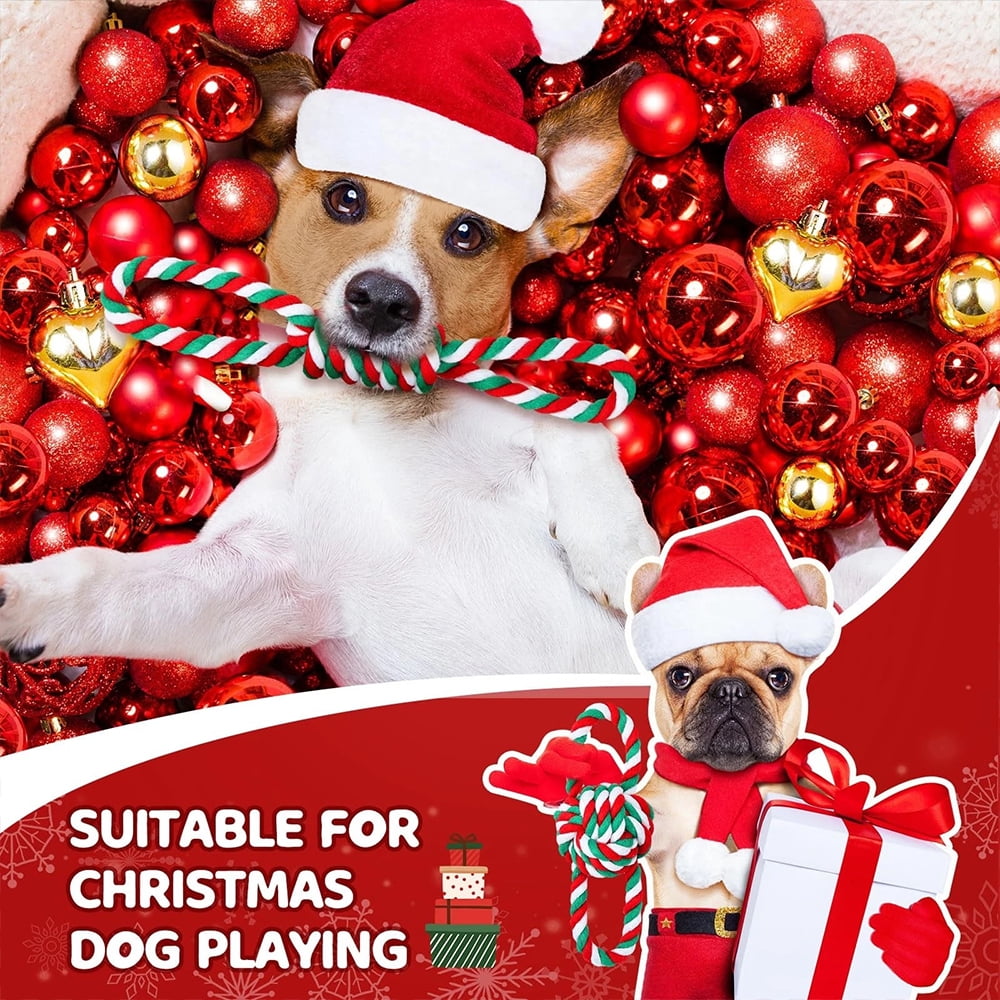 UPSKY 10Pack Christmas Dog Rope Toys Sturdy Interactive Puppy Chew Toys for Dogs Teething Training