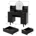 thumbnail image 3 of UGTOO 44.3" Makeup Vanity Desk with LED Mirror & 7 Drawers - Modern Wood Dressing Table Black, 3 Light Modes, Storage for Bedroom/Apartment, 3 of 7