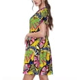 thumbnail image 2 of Honeii Colrful Tropical Leaves Print Women’s Short Sleeve Dress, Comfortable Casual Dress, Soft Polyester Spandex Blend, Stylish Everyday Wear for Summer, Perfect for Travel and Vacation, 2 of 6