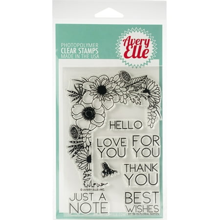 UPC: 0811568027558 | Avery Elle Clear Stamp Set 4 X6  Floral Notes