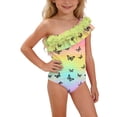 thumbnail image 3 of Odeerbi 1-5 Years Toddler Girls Hawaiian One-Piece Swimsuit One Shoulder Quick Dry Beach Swimwear Summer Ruffle Bathing Suit, 3 of 9