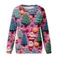 thumbnail image 4 of Atogsazn Womens Christmas Sweatshirt Casual Long Sleeve Pullover Sweaters Loose Fit Tops Outfit Outerwear Pink M Fashion, 4 of 5