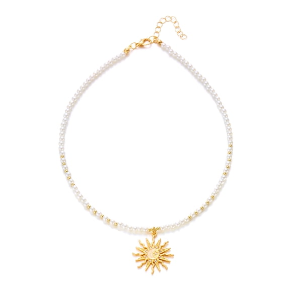 Alloy Beaded Sun Pendant Necklace Bohemian Styles Collar Jewelry With Hypoallergenically Crystal Acrylic Detail