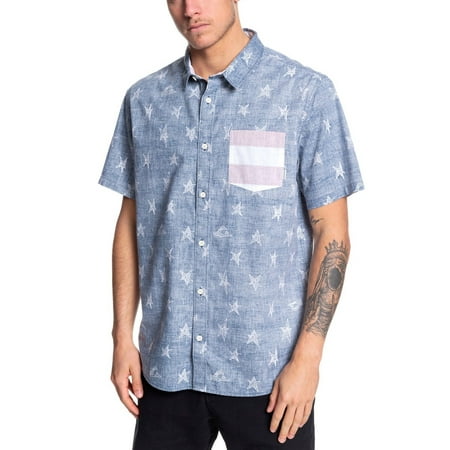 Quiksilver Men's 4th July Short Sleeve Shirt, Dark Denim 4th July, 2XLarge