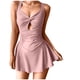 thumbnail image 1 of Plus Size Tankini Bañadores para Mujeres Bikini Impresión Strappy Back Set con Sujetador Acolchado Extraíble, 1 of 5