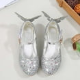 thumbnail image 4 of Splozh Little Girls Dress Shoes Princess Big Little Girl High Heel Mary Jane Glitter Shoes in Wedding Party Shoes with Bowknot (Toddler/Little Kid/Big Kids),Silver 4, 4 of 4