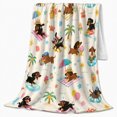 thumbnail image 2 of Summer Beach Dachshund Cartoon Play, Playful Pet Portrait Pattern, Warm Flannel Blanket for Living Room and Bedroom, Dog Lovers Just Because Gift, Pet Lover Home Decor, 2 of 9