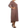 thumbnail image 3 of Women's Casual Plus Size Loose Fit 3/4 Sleeve Jersey Knit A-Line Solid Midi Dress, 3 of 4