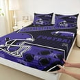 thumbnail image 3 of Manfei Baltimore Twin Sheet Sets,Football City Twin Fitted Sheet,Purple Helmet Flat Sheet,Super Cozy Room Decor,3-Piece, 3 of 7