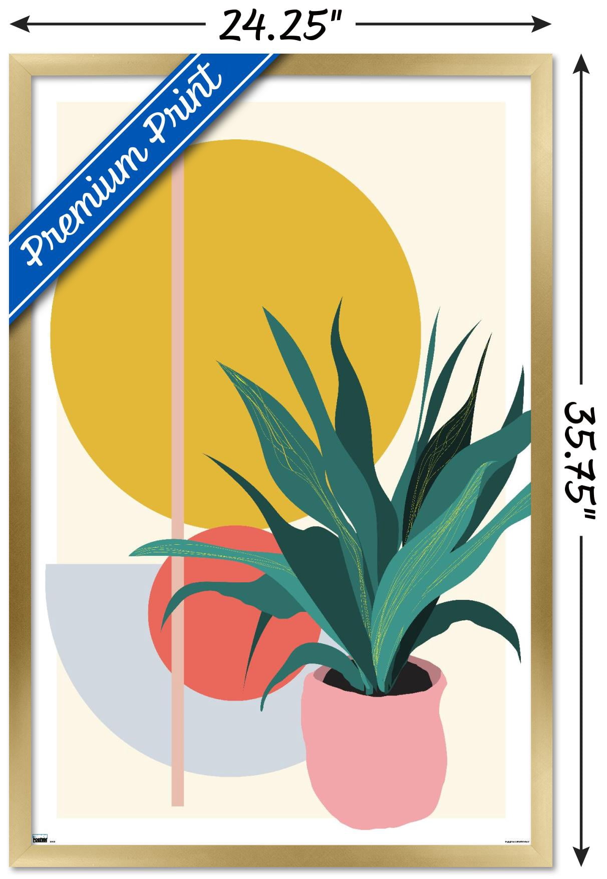 Abstract Potted Plant Wall Poster, 22.375" x 34" Framed