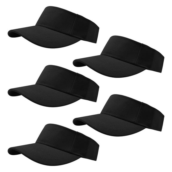 5 Pieces of White Adjustable Sport Visors Sun Visor Hats Cap Visors for Women and Men (One Size)
