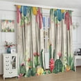 thumbnail image 4 of Colorful Cactus Blackout Curtains, Southwest Tropical Desert Succulent Plants Cactus Blossom, for Kids Boys Bedroom Living Room, 2 Panel Set,42X54 Inch, 4 of 6