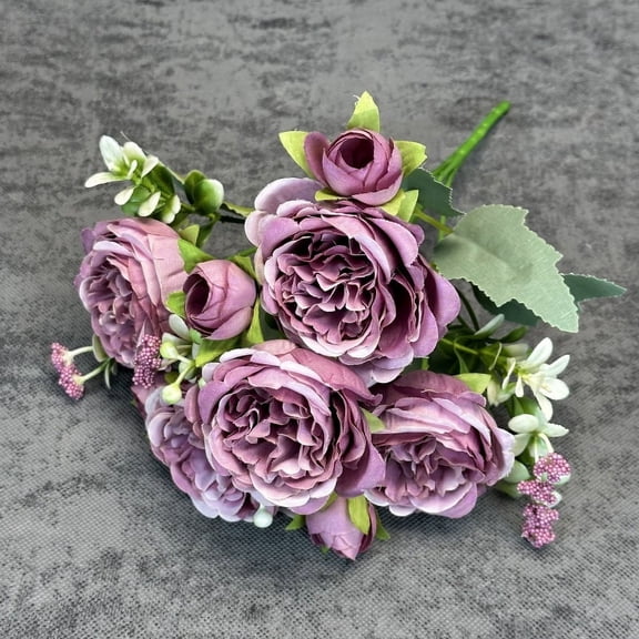Zhuge 2pcs Artificial Flowers Real Touch Fake Flowers for Home Office Wedding Decor Arrangement Bouquet Faux Flowers for Decoration（Purple,12.2in L）