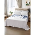 thumbnail image 3 of King Size Flat Sheet Only, Blue Eucalyptus Leaves Soft Brushed Microfiber Bed Sheets, Weeping Spring Botanical Summer Hotel Quality Breathable Bedding Top Sheet, Easy Care, 105"x98", 3 of 9