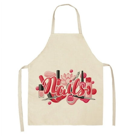 

Nail Polish Lipstick Beauty Kitchen Women Apron Household Cleaning Cotton Linen Pinafore BIb Home Cooking Baking Accessories