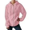 thumbnail image 4 of Duoif Womens Zip up Hoodies Ladies' Fashion Zipper Sweater - Pure Color Long Sleeve Fall Jackets Pink XL, 4 of 9