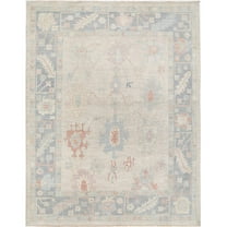 Hand Knotted Oushak Wool Rug - 9'0'' x 11'7''